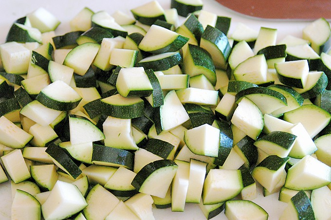 close-up photo of chopped zucchini 