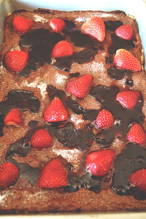 Chocolate Strawberry Cookie Bars before being cut