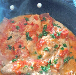 Fish with Tomatoes in a pan