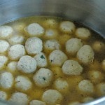 Chicken Meatball Soup cooking in a pot