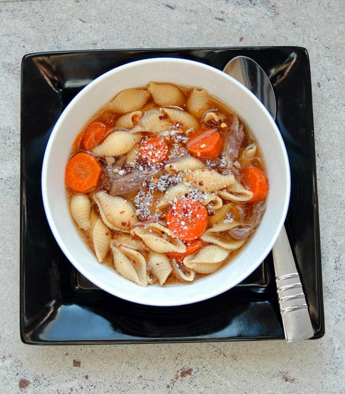 Italian Beef Soup with Pasta Shells