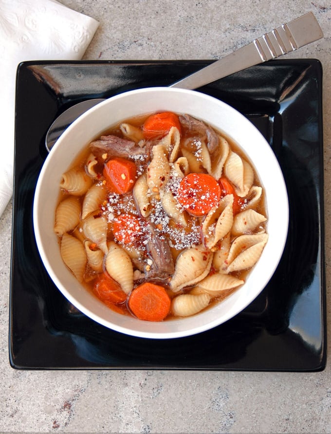 Italian Beef Soup with Pasta Shells