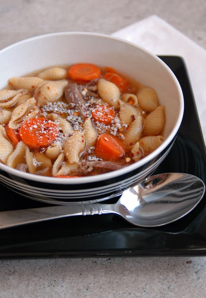 Italian Beef Soup with Pasta Shells - Cooking with Mamma C