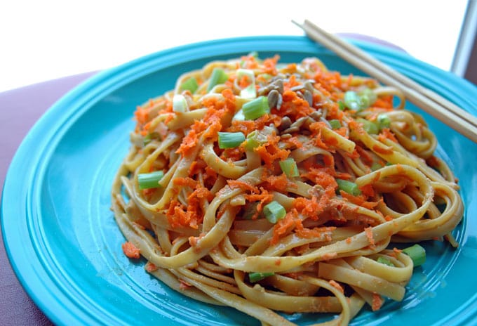 plate of Fettuccine with Peanut Sunflower Sauce 