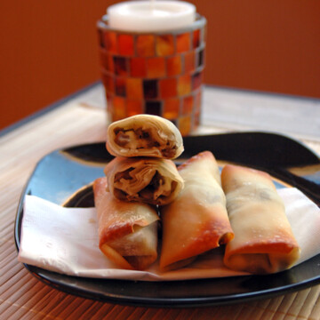 Crispy Mushroom Onion Feta Rolls