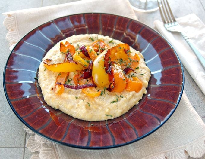 close-up of Creamy Parmesan Polenta in a bowl