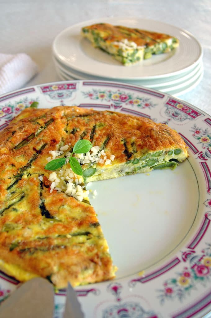 Asparagus Frittata with piece taken out