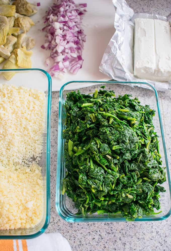 Photo of ingredients for Asiago Spinach and Artichoke Dip