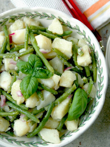 overhead view of Italian Potato Salad with Green Beans