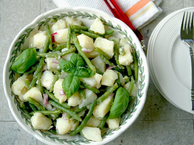 overhead view of Italian Potato Salad with Green Beans