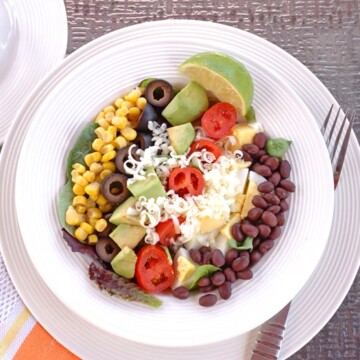 overhead view of Southwest Salad with Catalina Lime Dressing