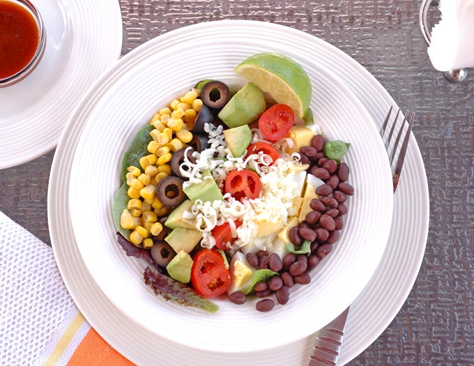 overhead view of Southwest Salad with Catalina Lime Dressing