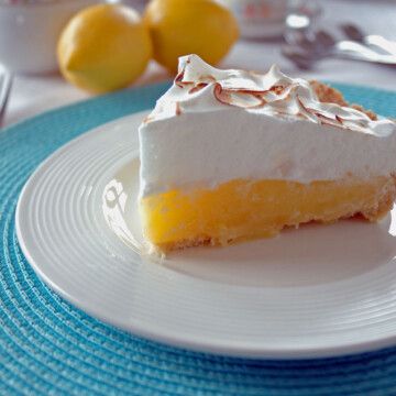 plate with a slice of Lemon Meringue Pie