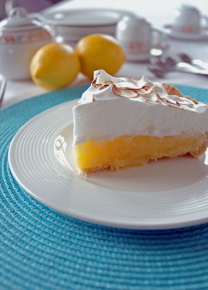 plate with a slice of Lemon Meringue Pie