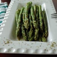 Asparagus with Tarragon Butter on a platter