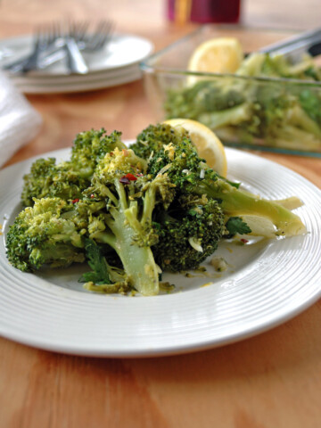 Broccoli with Gremolata on a plate