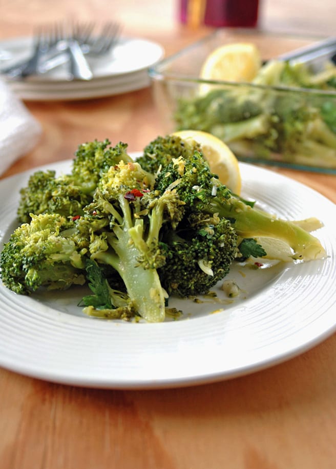 Broccoli with Gremolata on a plate