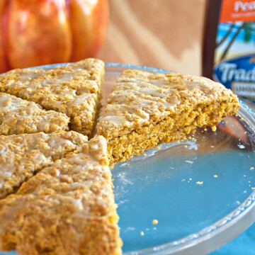 Peachy Pumpkin Scones on a cake plate