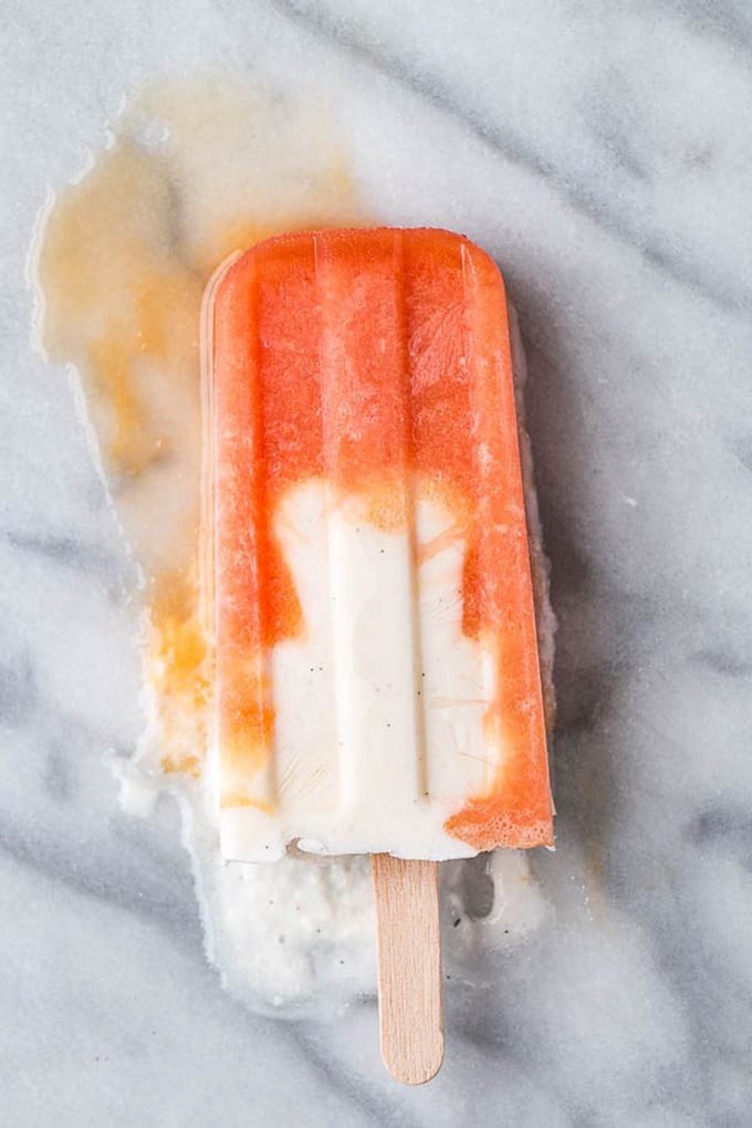 Strawberry creamsicle laying on counter