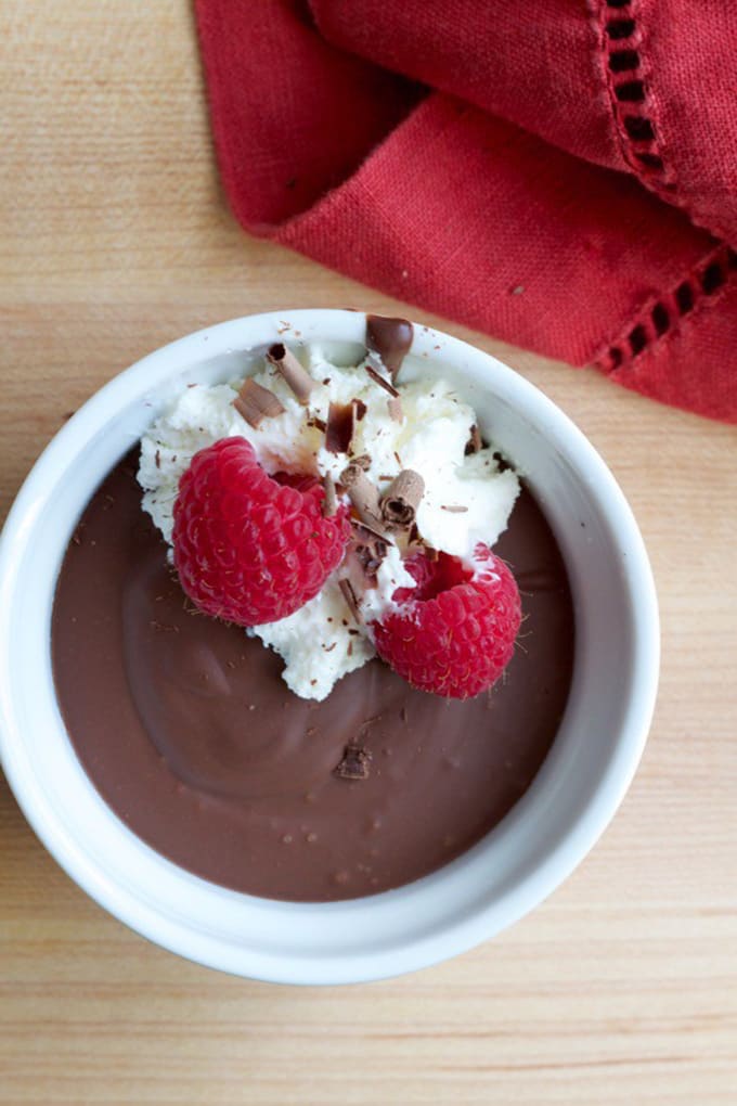 overhead view of a two-ingredient chocolate mousse truffle cup