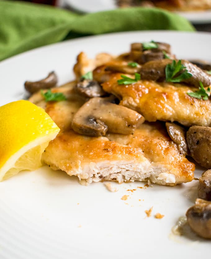 Chicken marsala with mushrooms on a plate