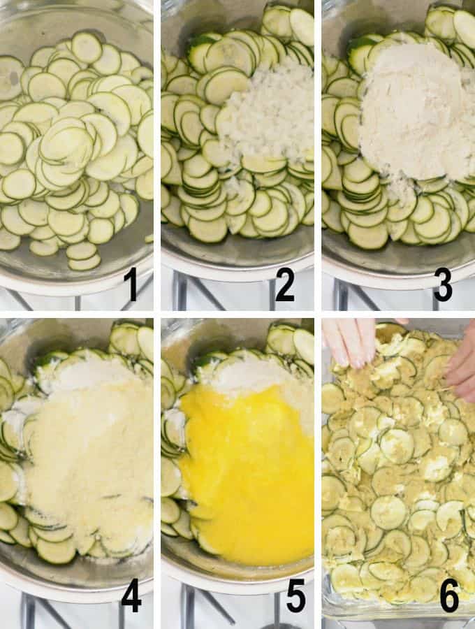 round zucchini slices with ingredients added