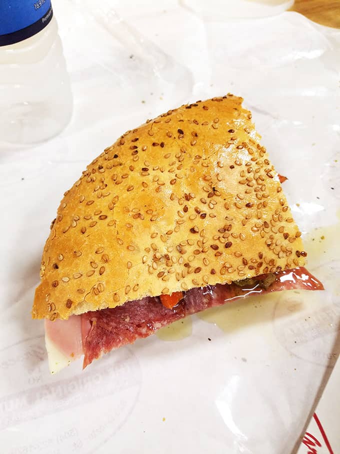 slice of muffuletta sandwich 