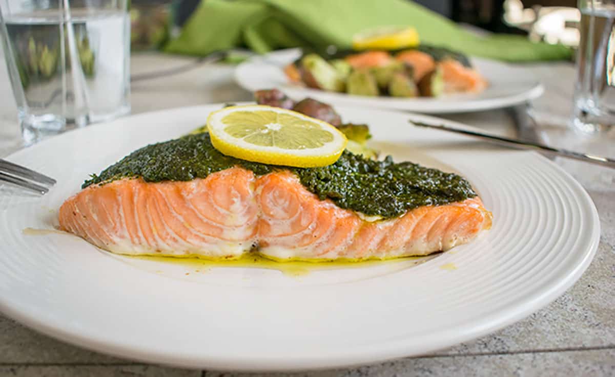 Salmon in Pesto Sauce