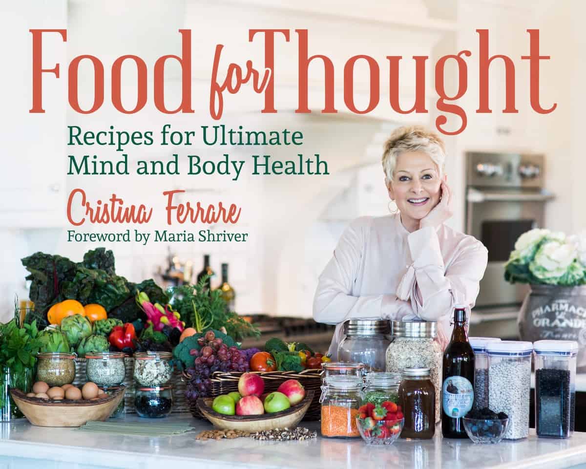 The cover of a cookbook titled, \"Food for Thought: recipes for ultimate mind and body health\"