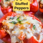 pinnable image for Italian stuffed peppers
