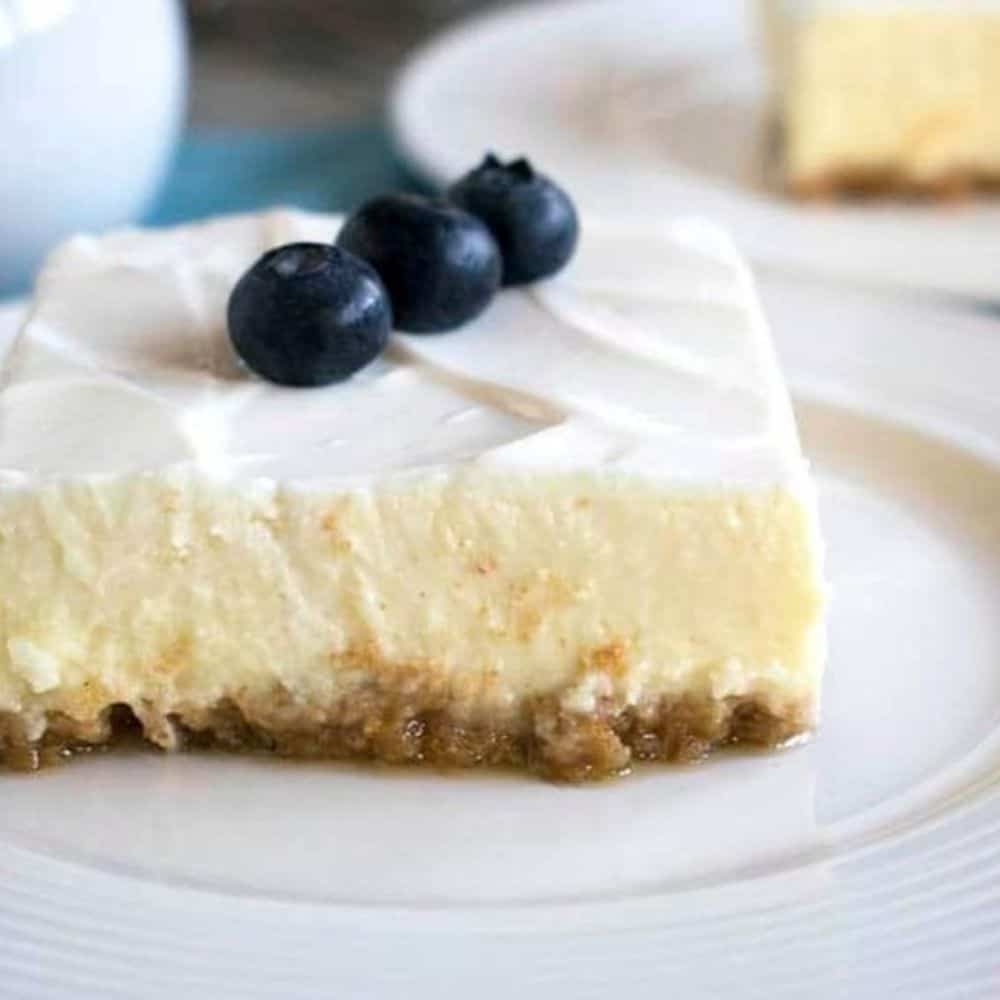 slice of cheesecake with blueberries