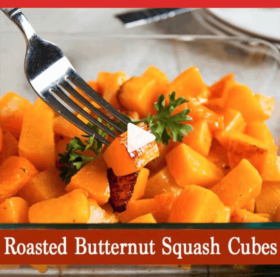 forkful of butternut squash cubes