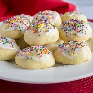 plate of Italian cookies with sprinkles