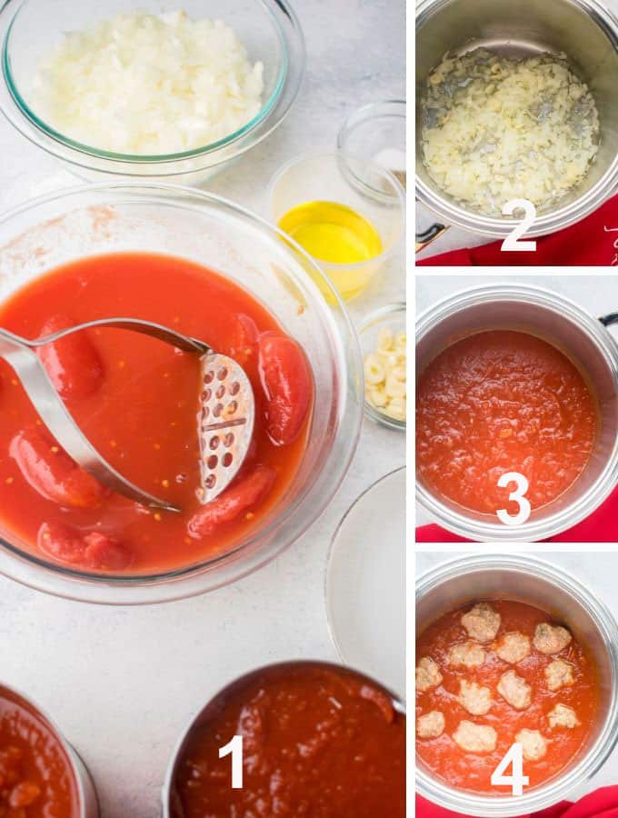 tomato sauce with meatballs process