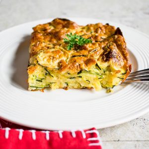 portion of zucchini casserole on plate