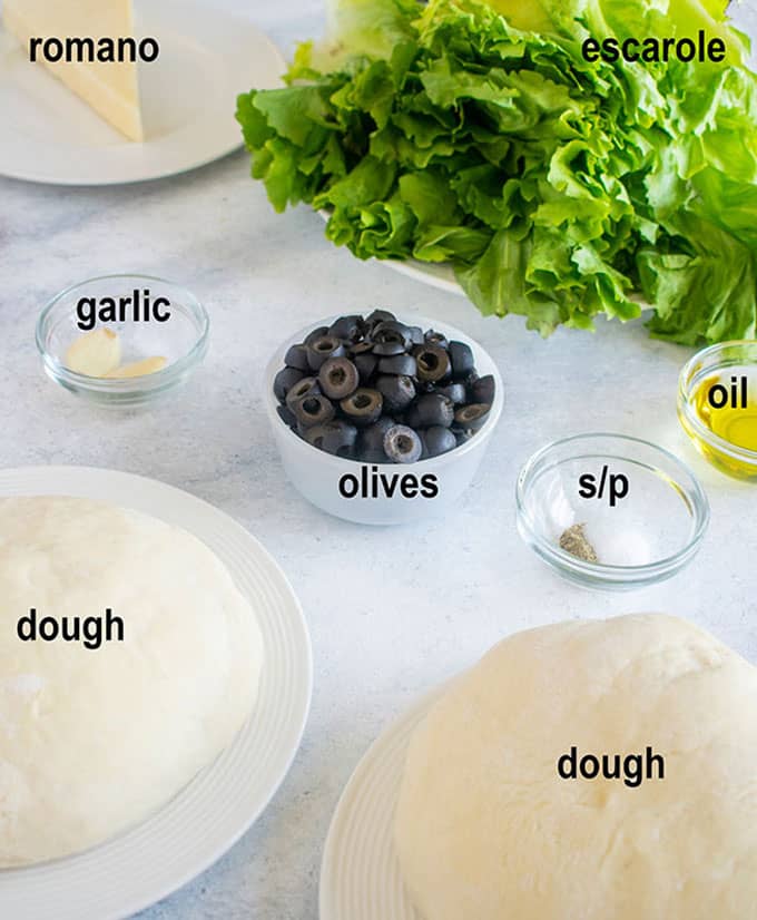 escarole, dough, ingredients