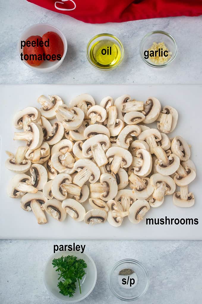 raw sliced mushrooms, ingredients