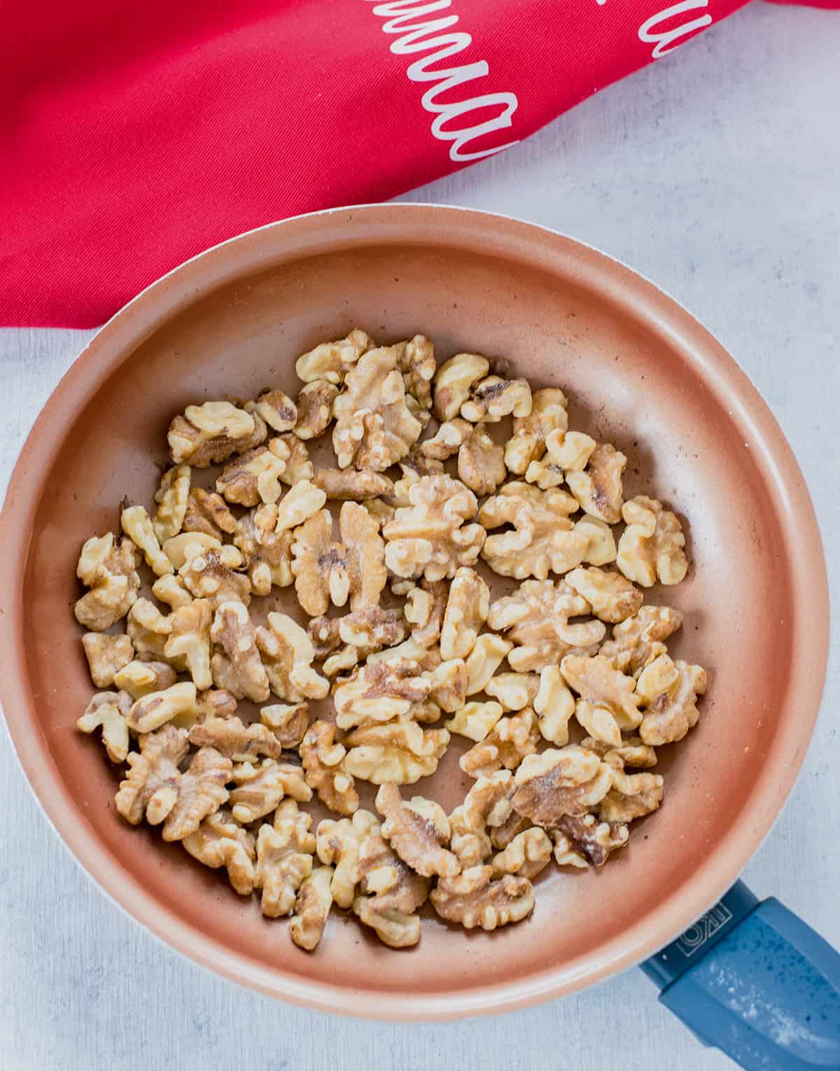 walnuts in pan
