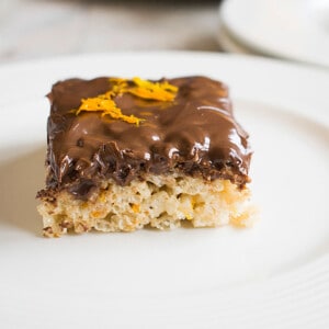 Rice Krispie Treat with Nutella frosting and orange zest