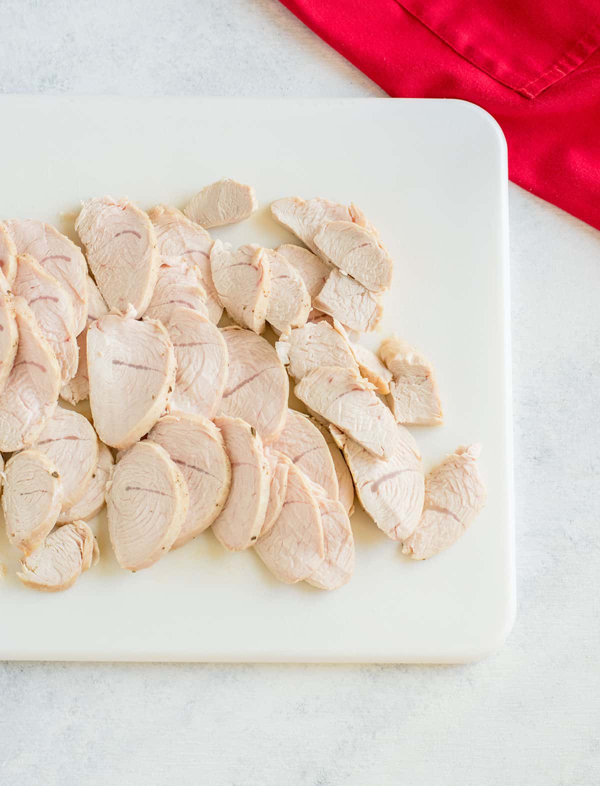 Carnivore recipes, sliced turkey on white cutting board