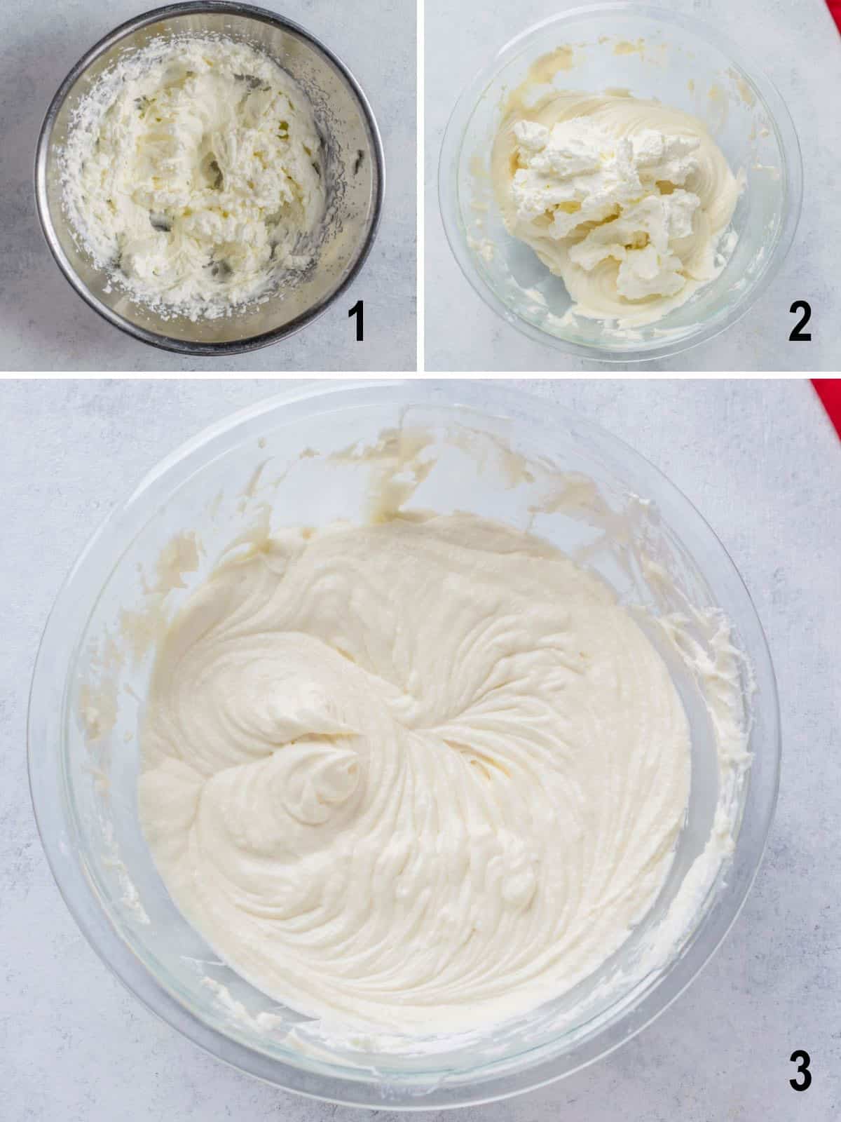 bowl of whipped cream, frosting and whipped cream, cream cheese frosting