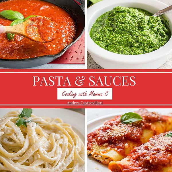 tomato sauce, pesto, fettuccine alfredo, manicotti on book cover