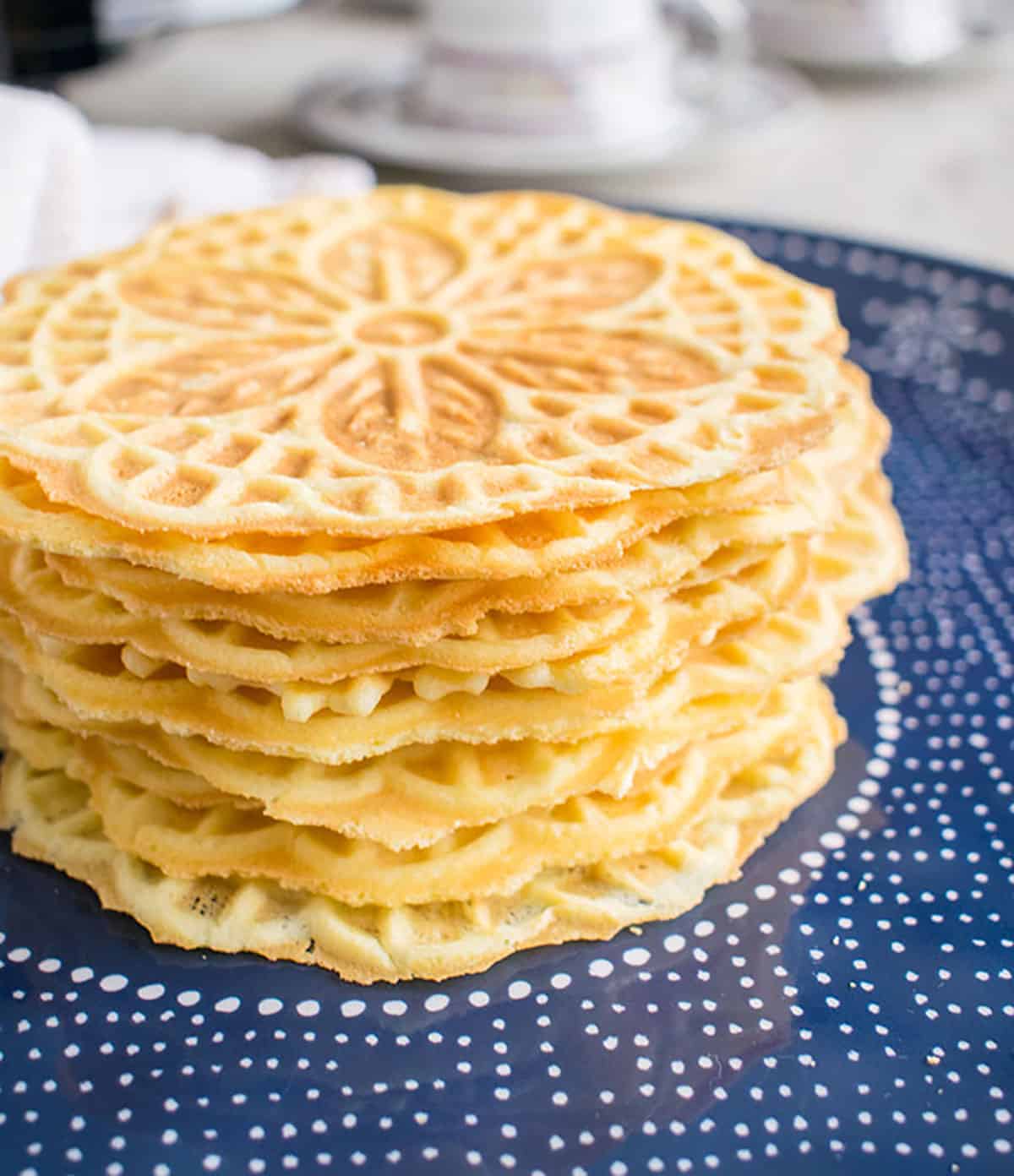 stack of pizzelle cookies