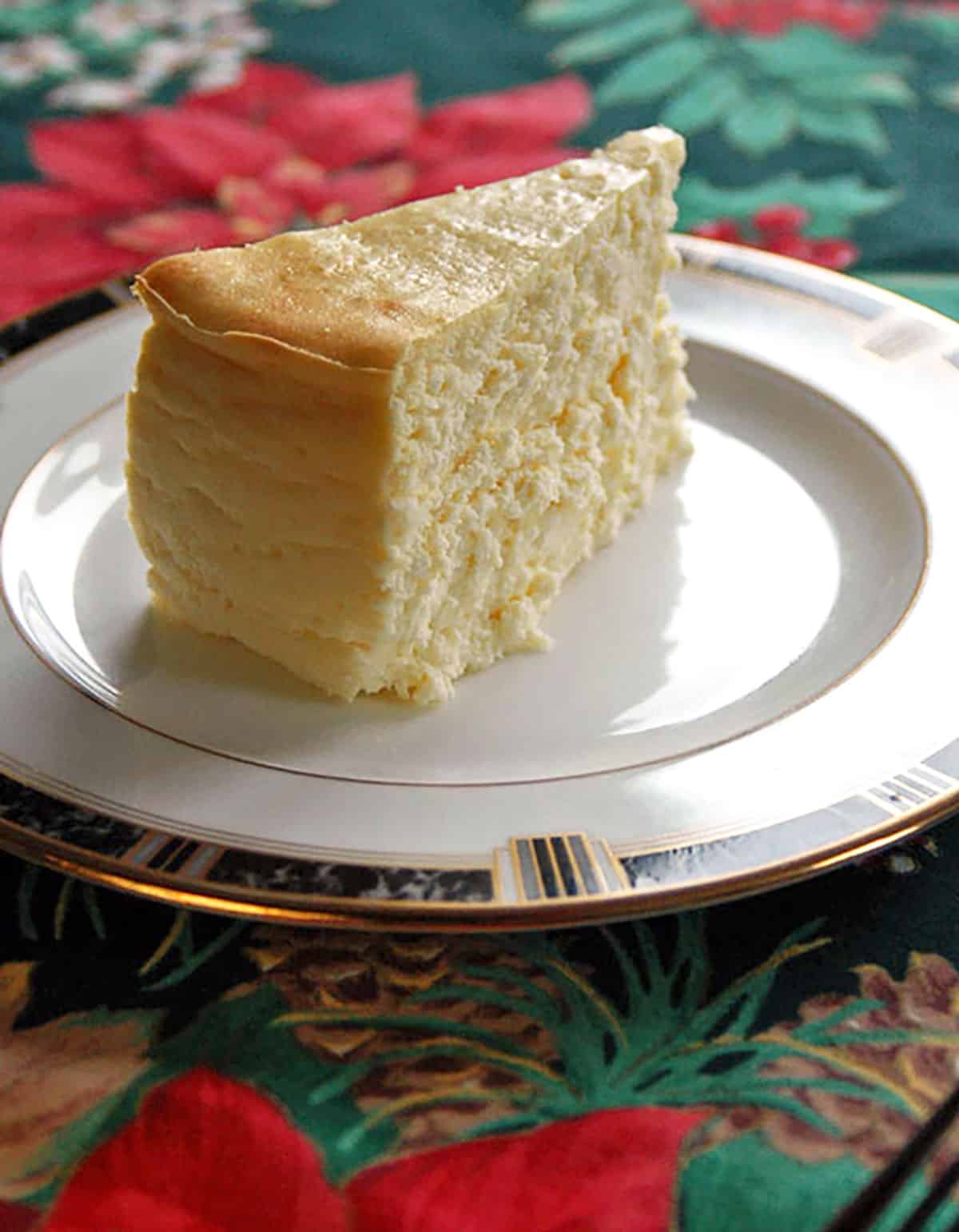 closeup of back of cheesecake slice