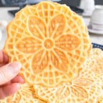 pinnable image of pizzelle cookies