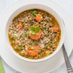 bowl of lentil soup with carrots