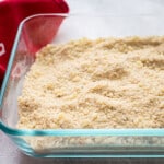 homemade bread crumbs in glass pan