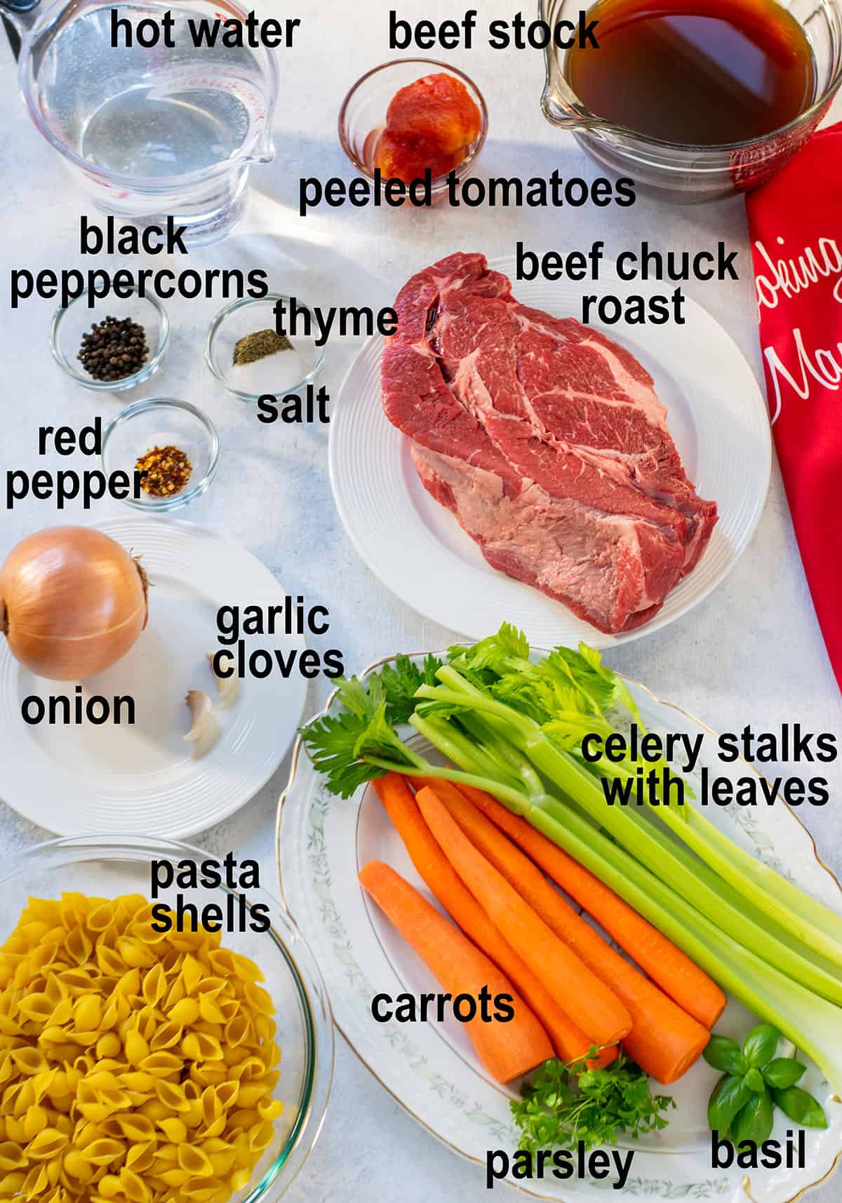 beef soup ingredients with pasta