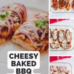 pinnable image for cheesy baked barbecue chicken breasts