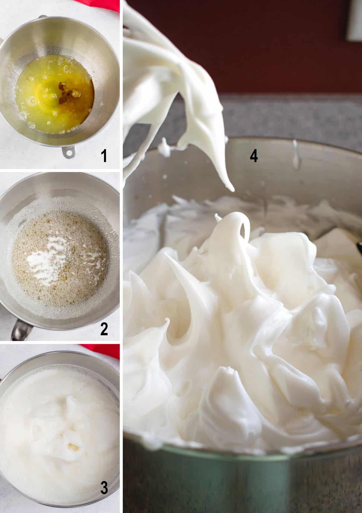 egg whites, cream of tartar added, soft peaks, meringue